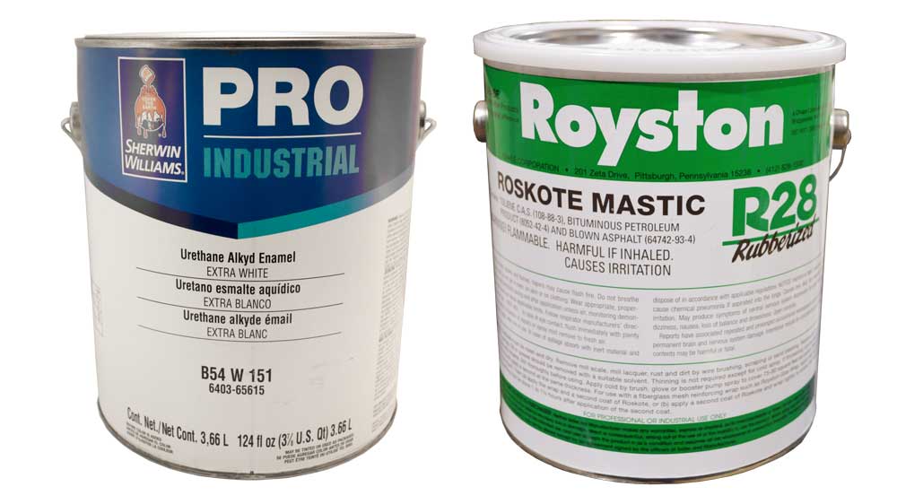 Steal guard and mastic paint cans.